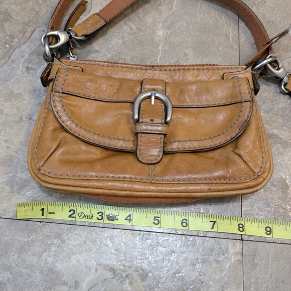 Vintage Fossil Orange Leather & Canvas Crossbody Clutch Bag w/ Shoulder Strap‎ - Picture 11 of 15